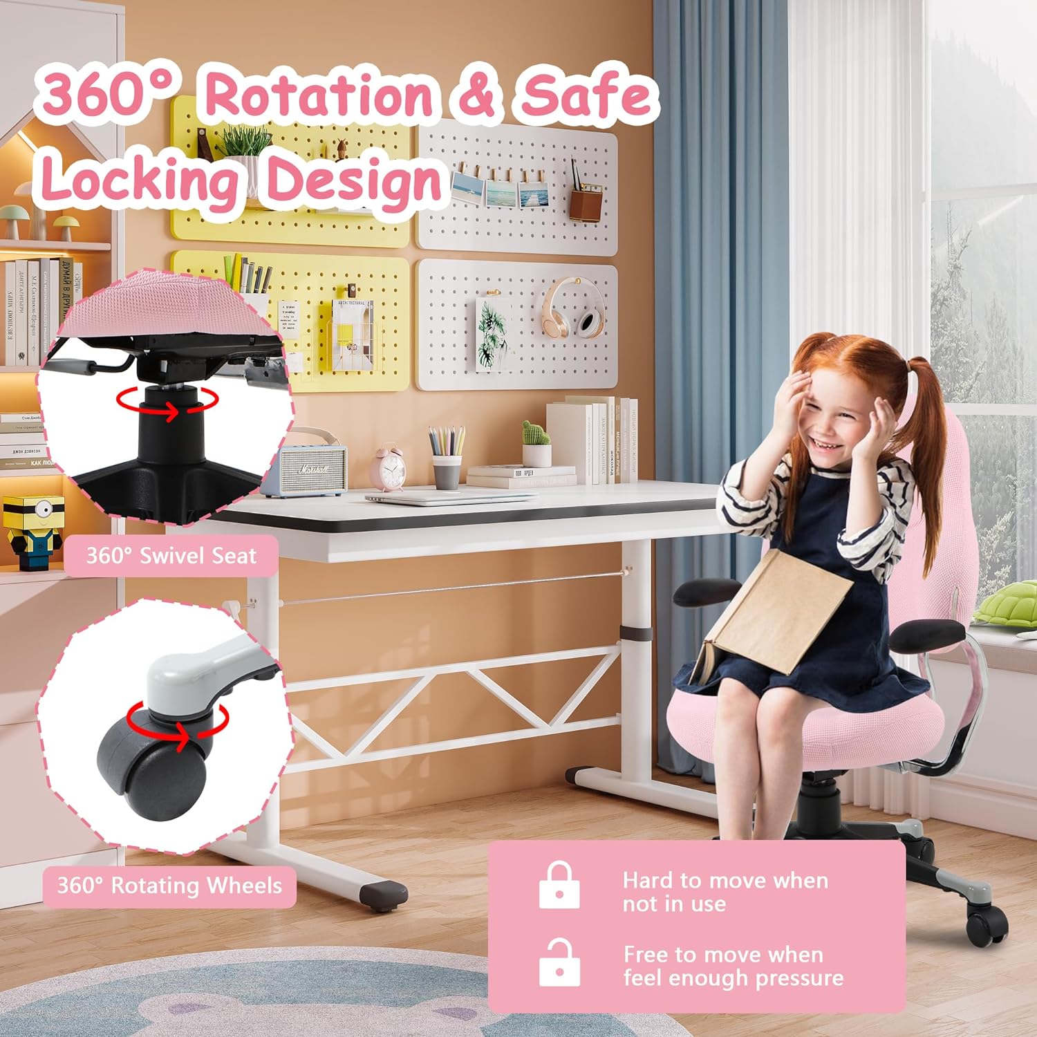 Desk Chair Swivel Chair with Adjustable Height Mesh Mid-Back Ergonomic for Kids