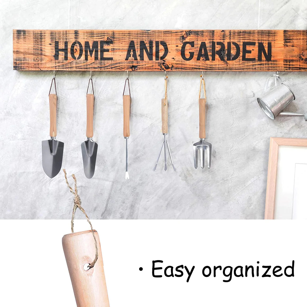 9 Piece Heavy Duty Gardening Tools with Ergonomic Wooden Handle Sturdy Stool