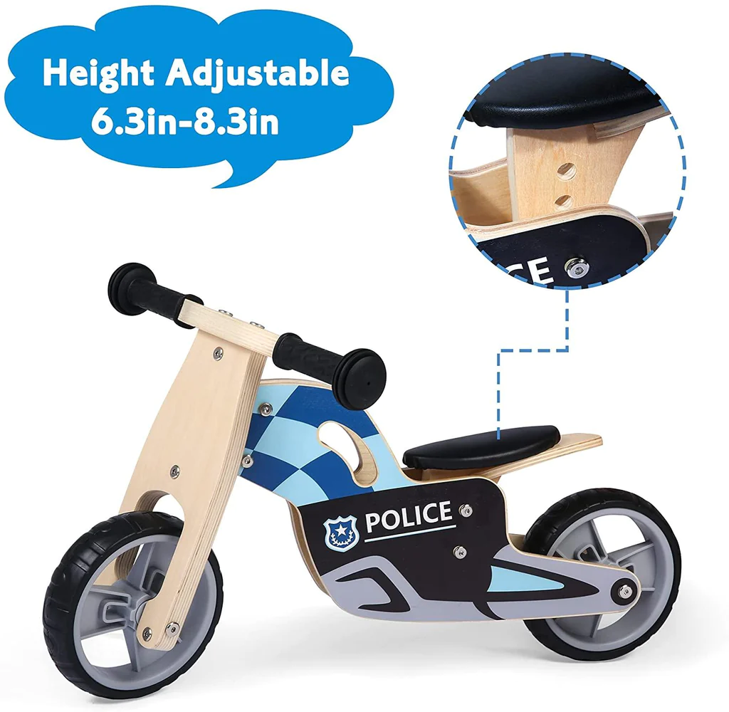 Kid 2 Wheels Wooden Police Running Balance Bicycle without Pedal