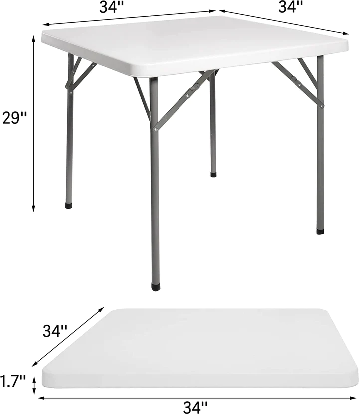 2.8 ft. Square Folding Card Table 34  Portable Patio Plastic Tables