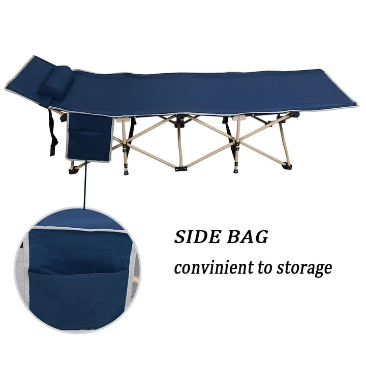 Folding Camping Bed Outdoor Portable Cot for Sleeping Hiking Travel with Bag & Pillow, 260lbs Capacity