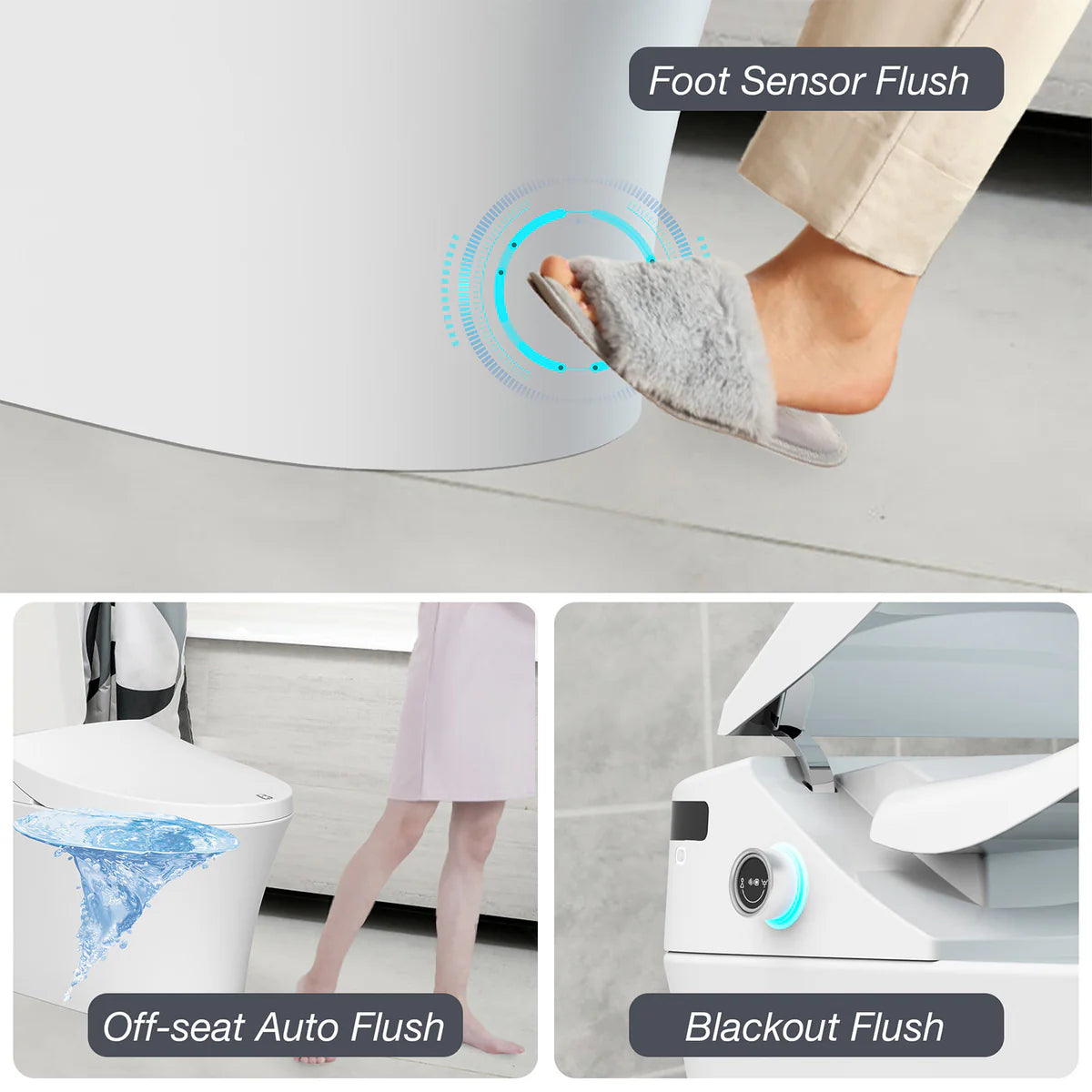 Electronic Smart Toilet Bidet with Heated Seat, Off-Seat Auto Flushing & Dryer, One Piece Bidet with Self-Cleaning Nozzle, LED Night Light