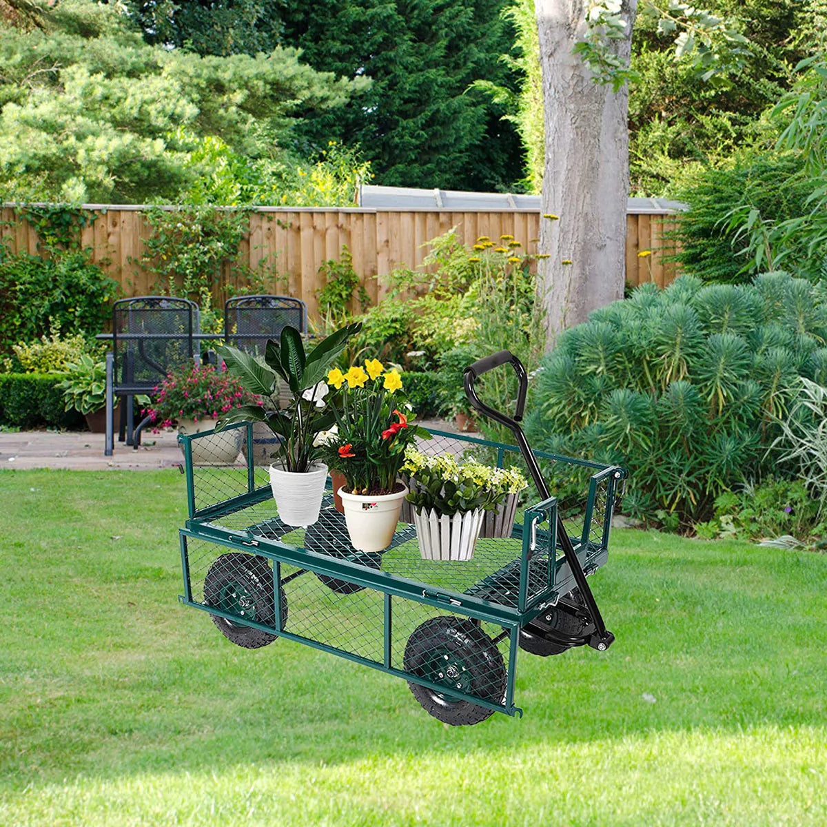 Utility Wagon Garden Cart Heavy Duty Steel Farm Cart