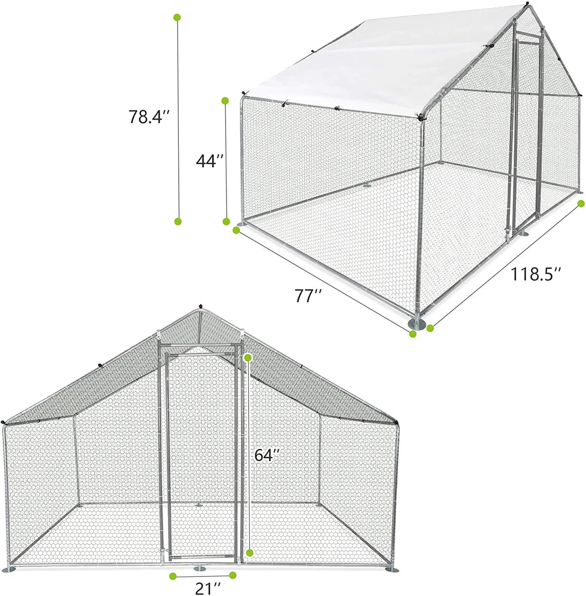 Large Metal Chicken Coop 9.9’L x 6.5’W x 6.5’H Walk-in Chicken Cage Pens Crate Outdoor Rabbit Hen Run House with Waterproof Cover for Backyard Farm