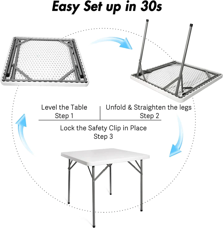 2.8 ft. Square Folding Card Table 34  Portable Patio Plastic Tables