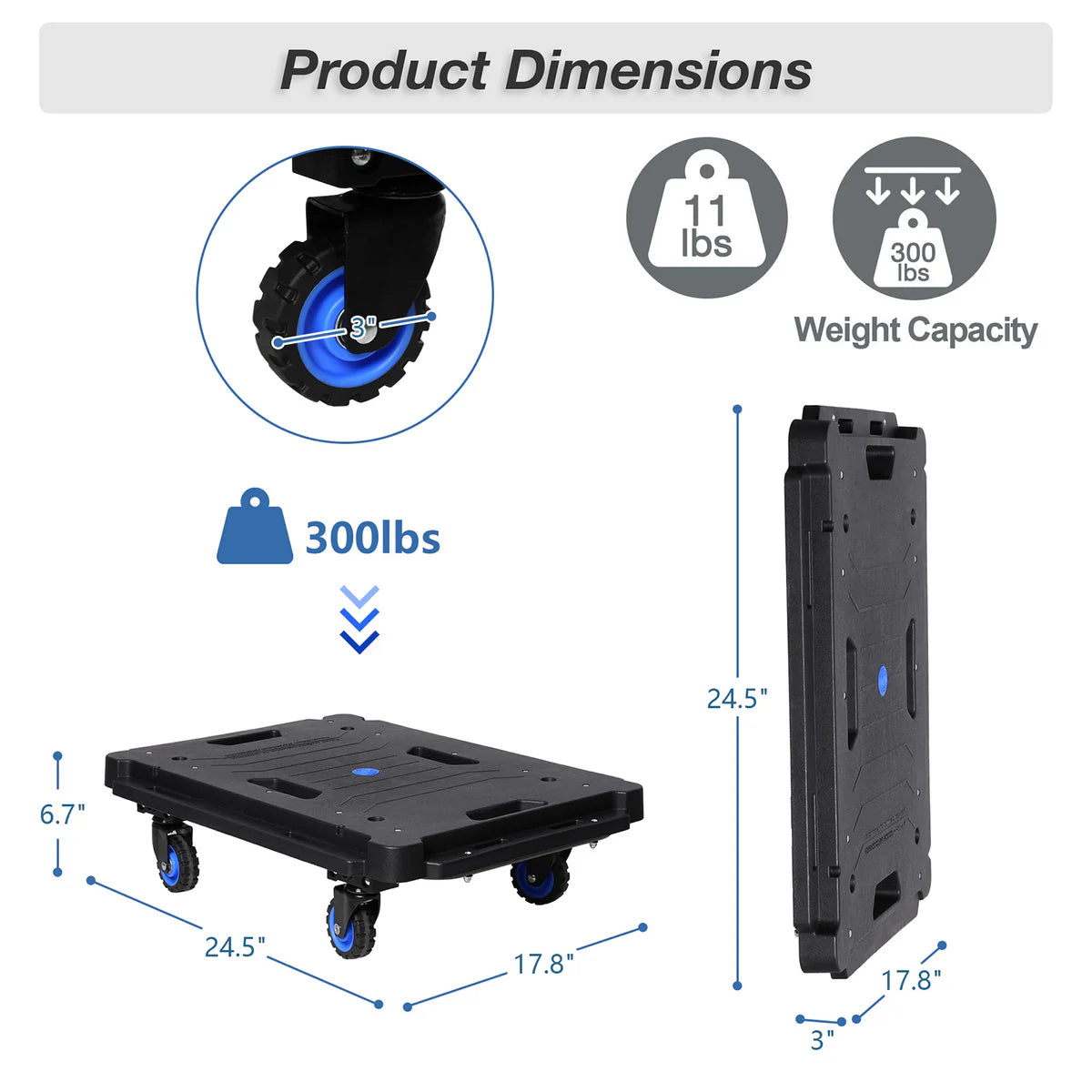 Furniture Moving Dolly Cart Portable Mobile Rollers with 360° Swivel Wheels