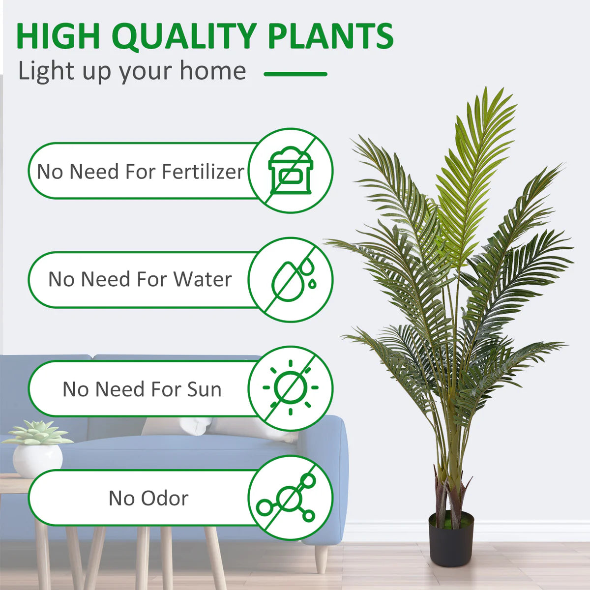 5.2ft Artificial Palm Tree Plant with 17 Decorative Leaves Faux Plant with Pot, Green