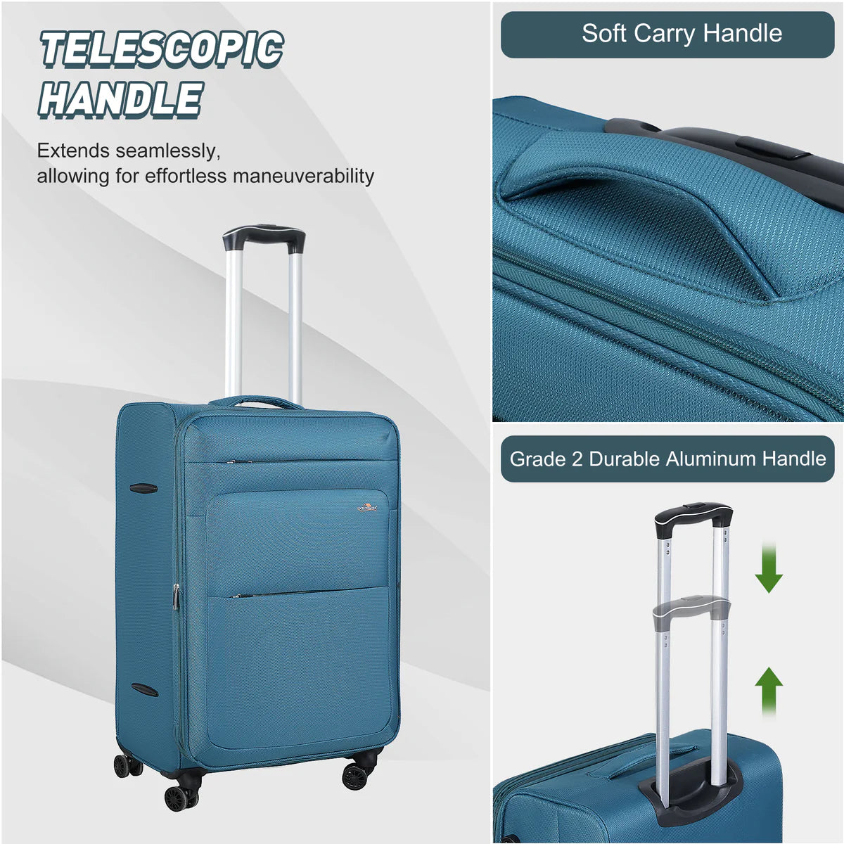 Luggage Sets 18 /24 /28  with Cosmetic Bag and Travel Bag Lightweight Expandable Suitcase Set, Blue