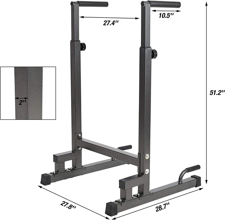 Heavy Duty Steel Dip Stand Station Adjustable Height Strength Training Pull Push Up Bar