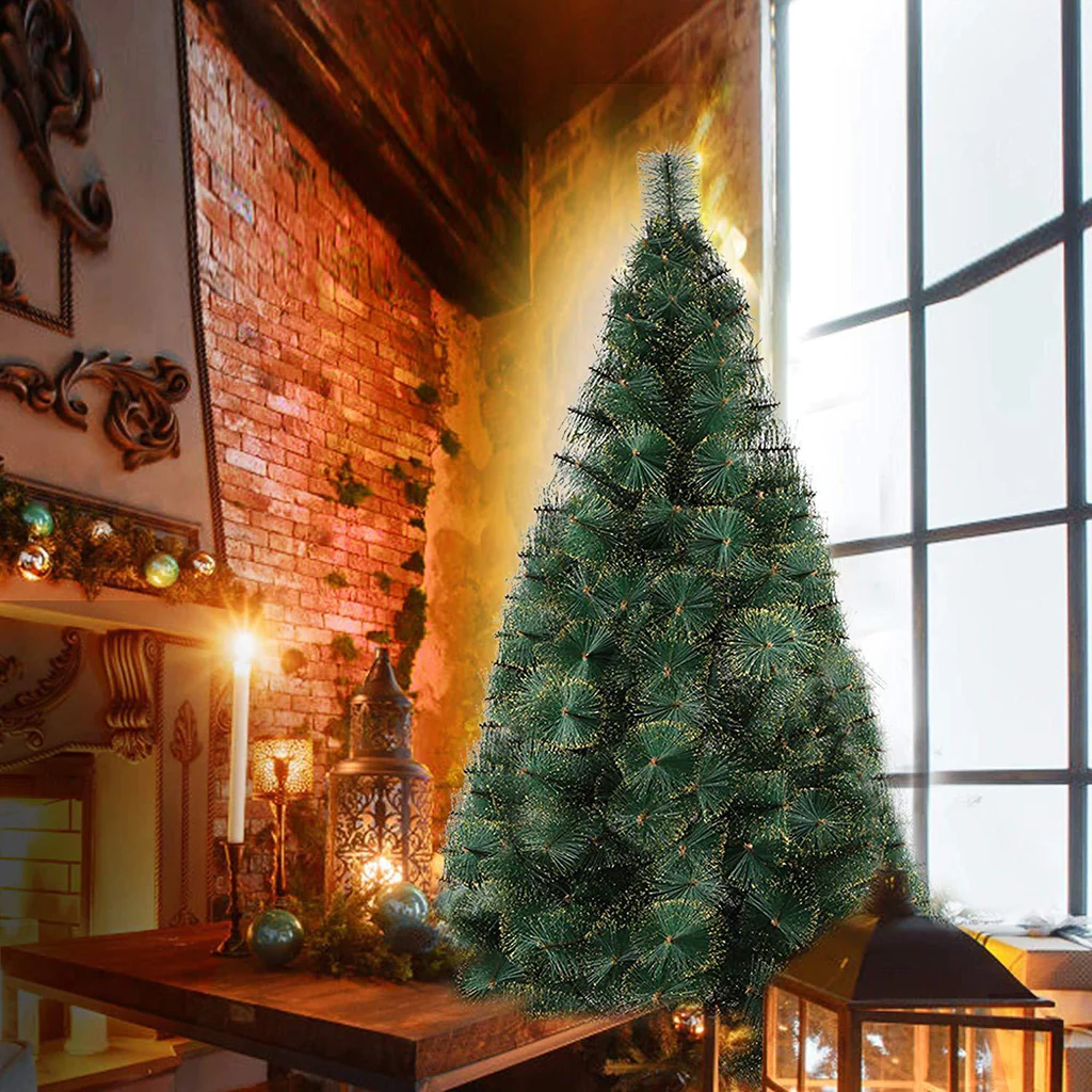 7' Classic Artificial Christmas Tree with 295 Branch Tips, Decorations, Green & Point Golden
