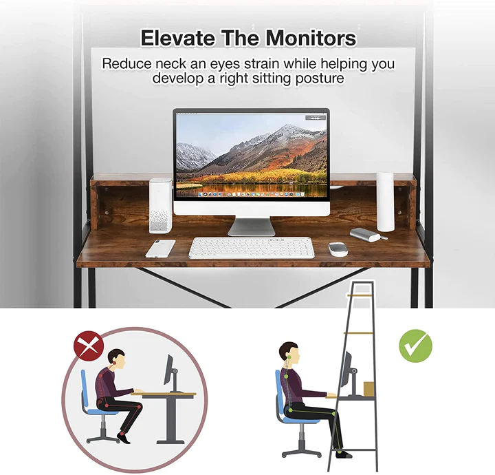 Computer Desk with Bookshelves 35.8" Office Desk Study Writing Gaming Table