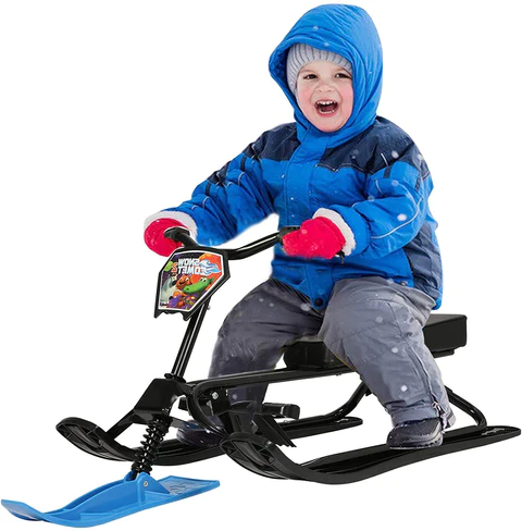 Snow Racer Sled with Steering Bicycle Handle and Twin Brakes