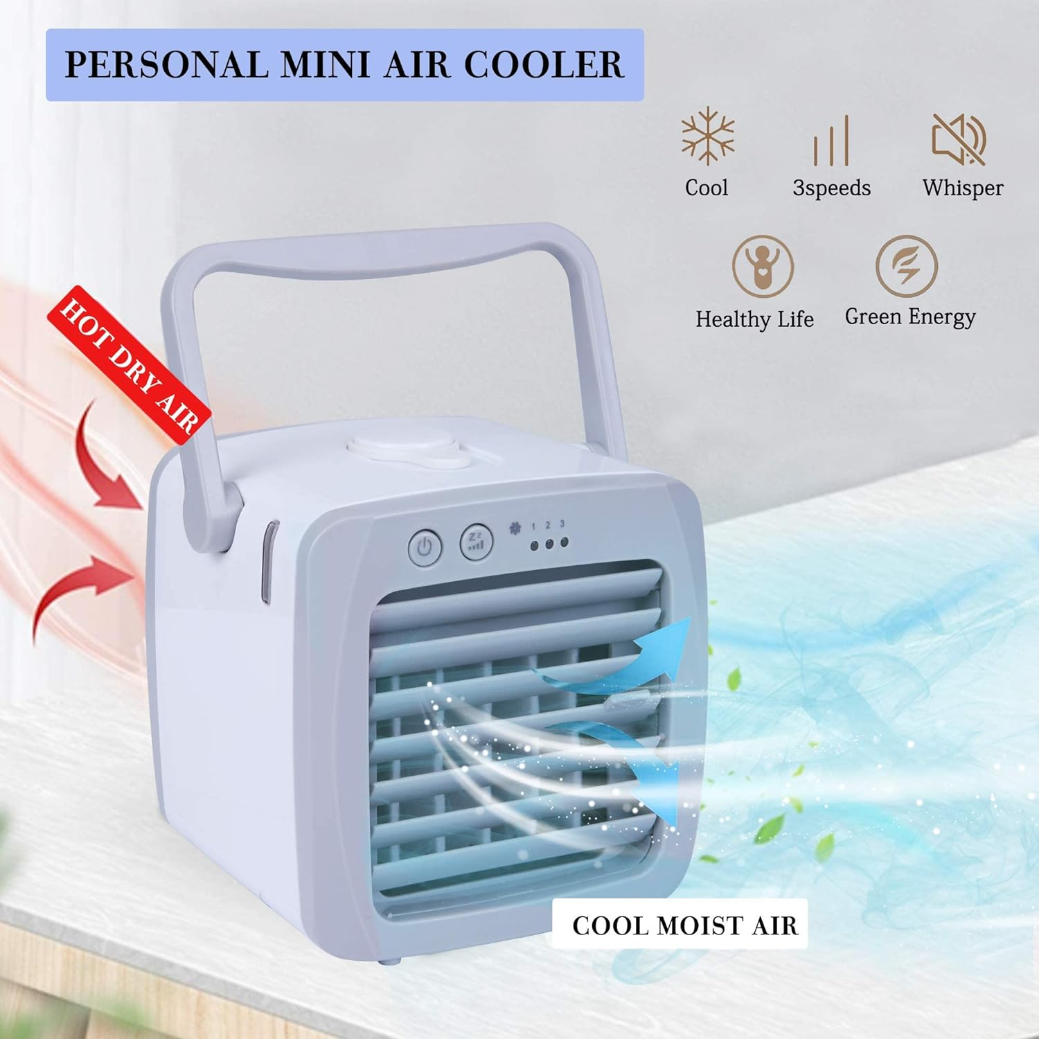 Portable Evaporative Air Conditioner Cooler Small Cooling Fan with USB Charge