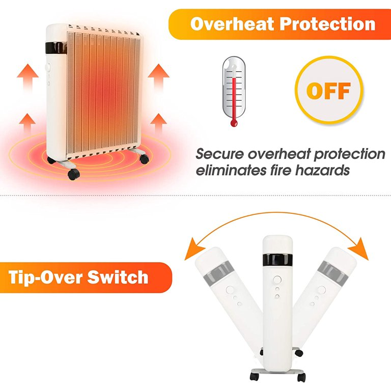 Portable Space Heater, 1500w Adjustable Thermostat with Overheat Protection and Tip-over Protection