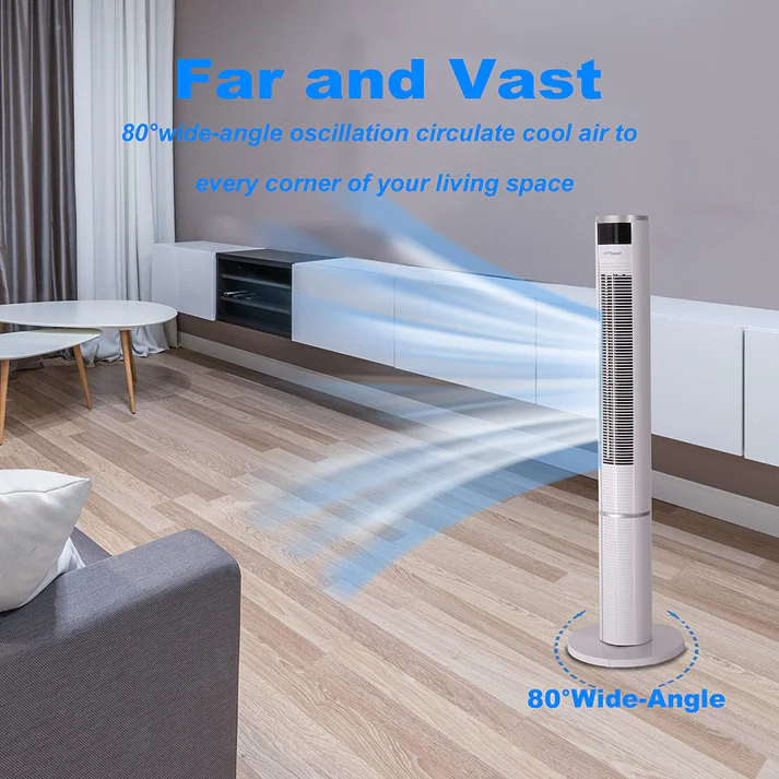 43" Electric Standing Bladeless Tower Fan with Remote | karmasfar.us