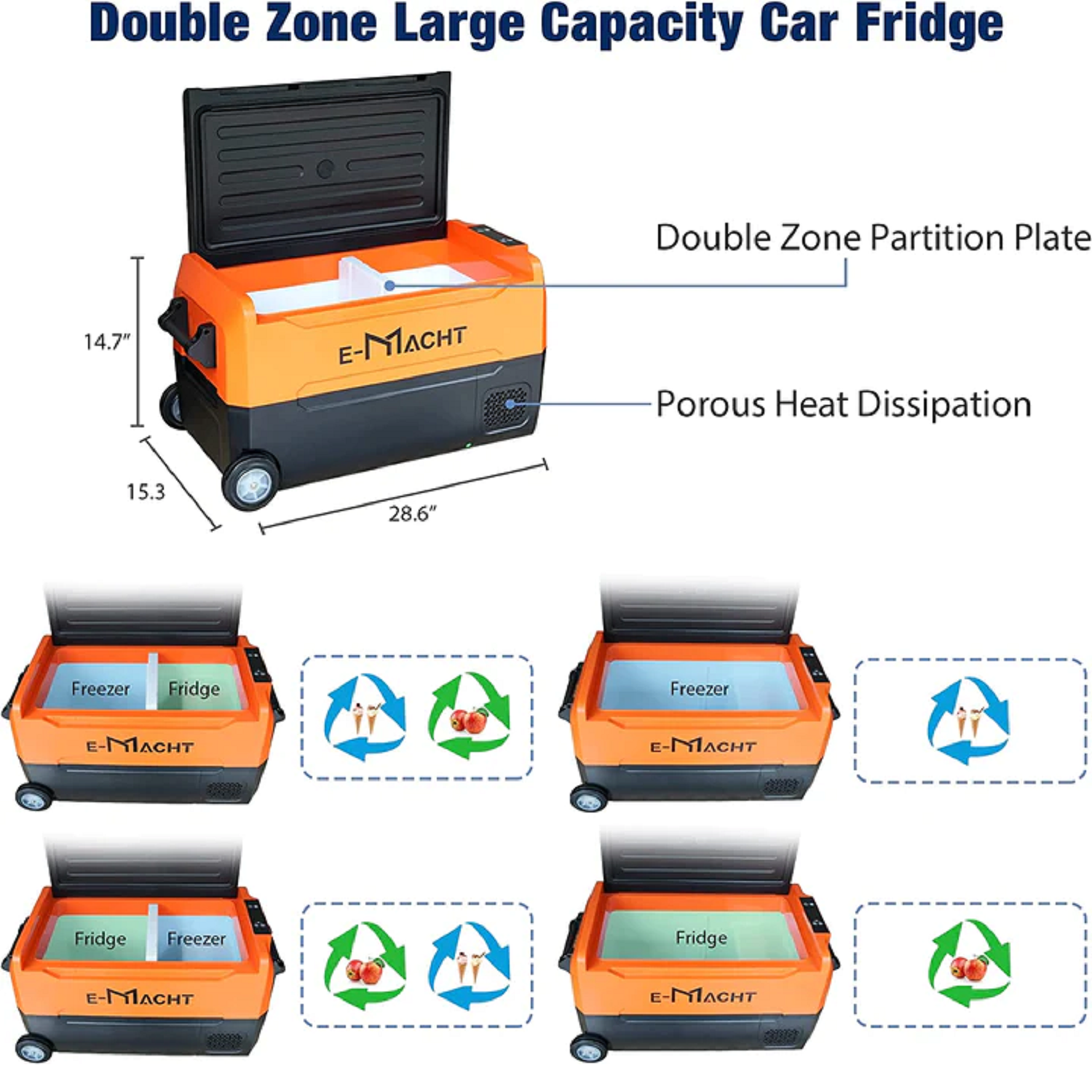 Car Refrigerator Portable Dual-zone Freezer, 30L Capacity with LED Lights | karmasfar.us