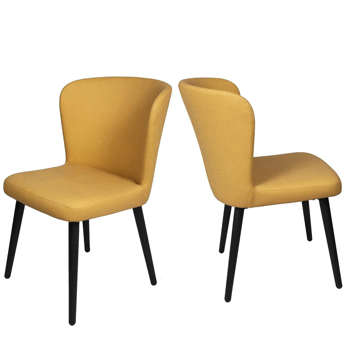 2 Set of  Dining Chairs Upholstered Side Chairs with Soft PU Leather Seat Backrest, Yellow