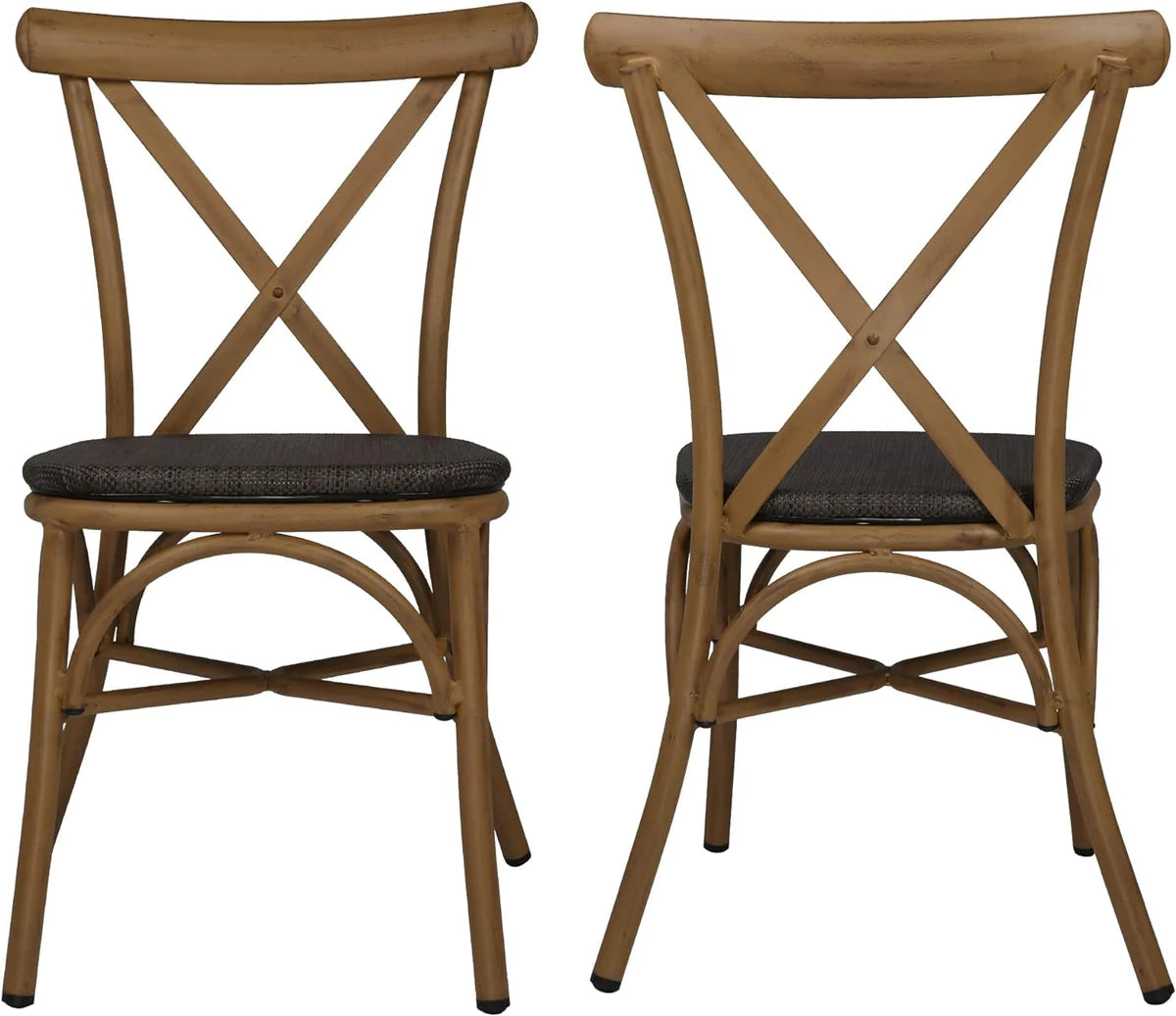 2 Set of Modern Dining Chairs with Aluminum Frame and Textile Fabric, X Back