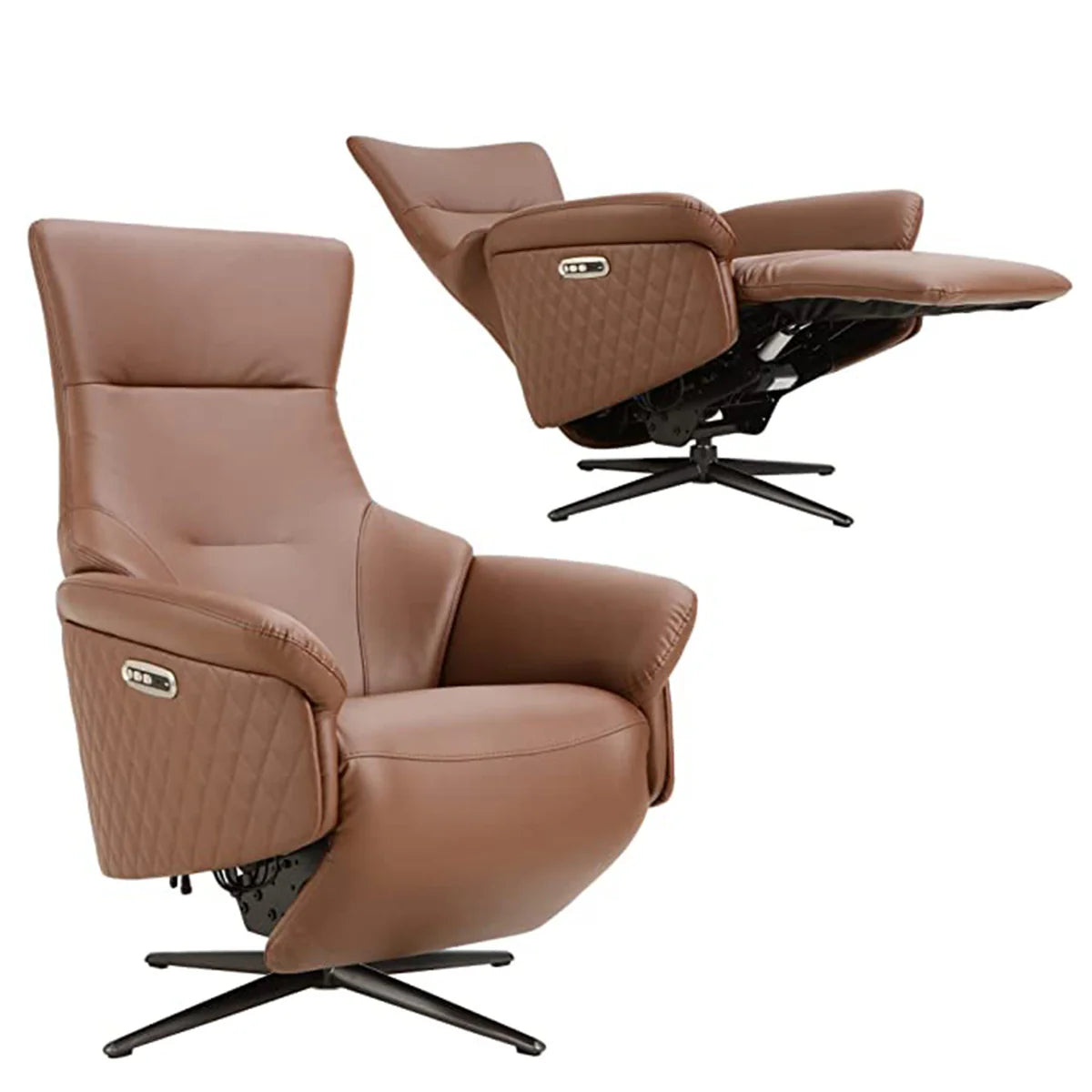 Power Recliner Lounge Chair Single Swivel Leather Electric Recliner Press Control