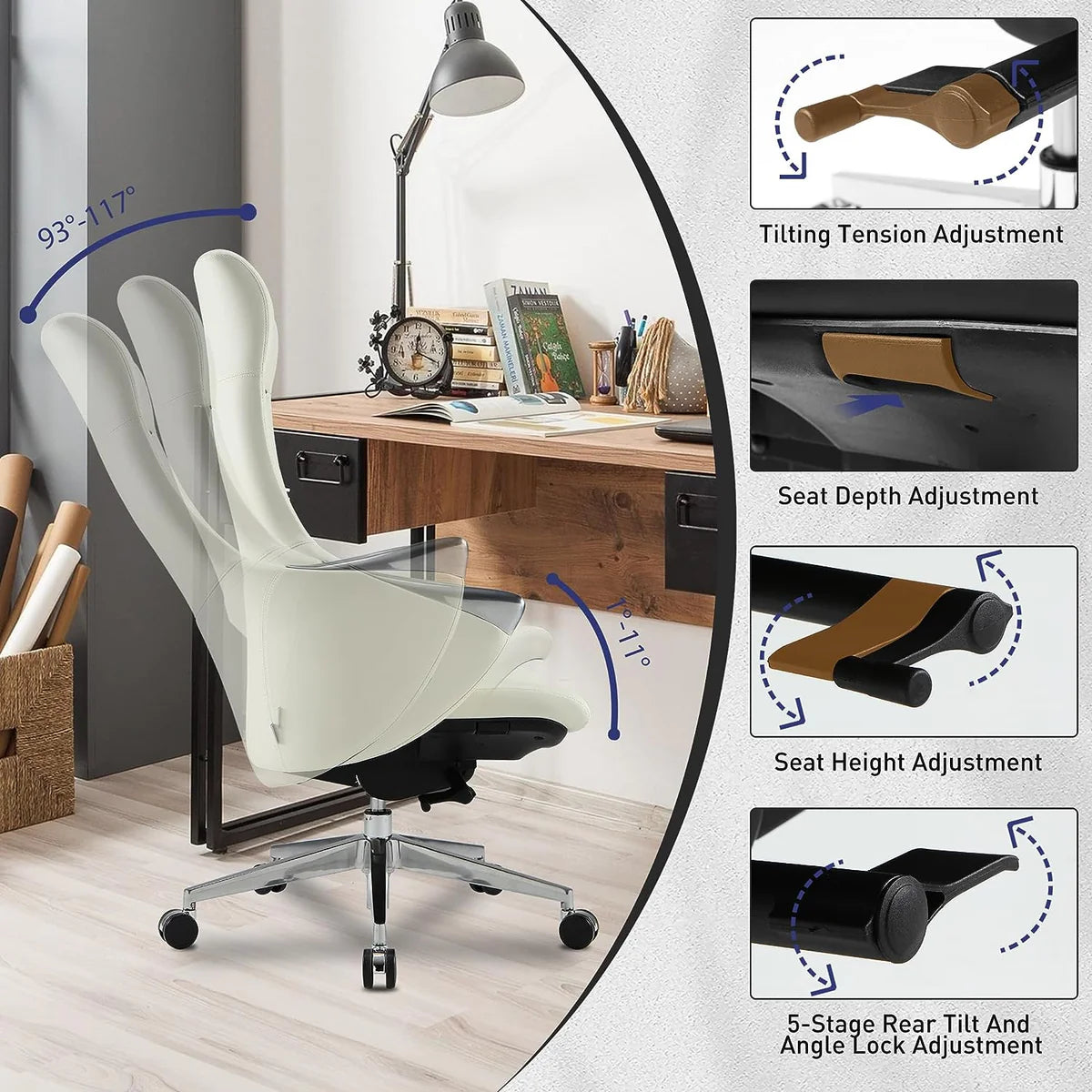 Executive Ergonomic Leather Office Chairs with Tilt and Height Adjustable，360 Degree Swivel | karmasfar.us
