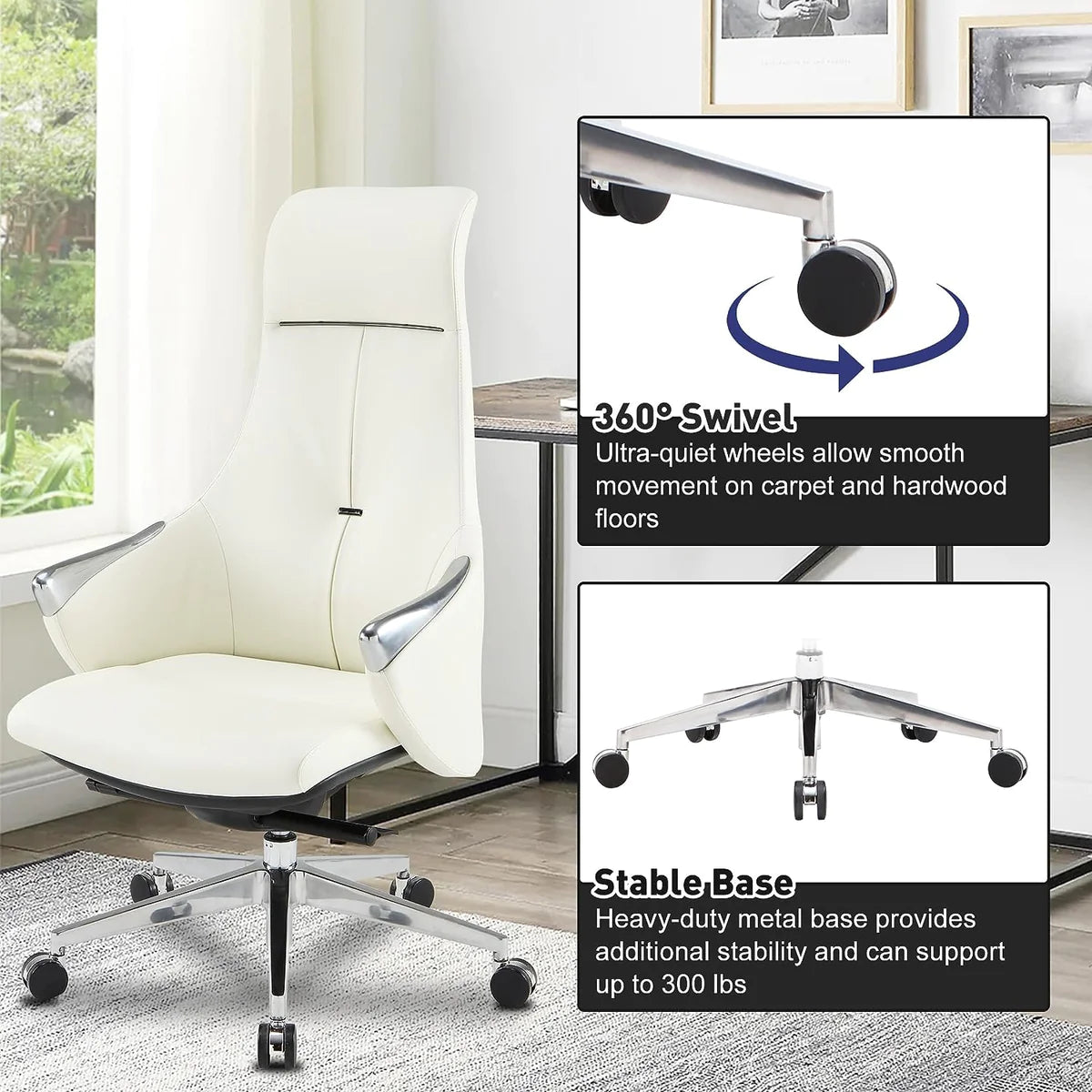 Executive Ergonomic Leather Office Chairs with Tilt and Height Adjustable，360 Degree Swivel | karmasfar.us
