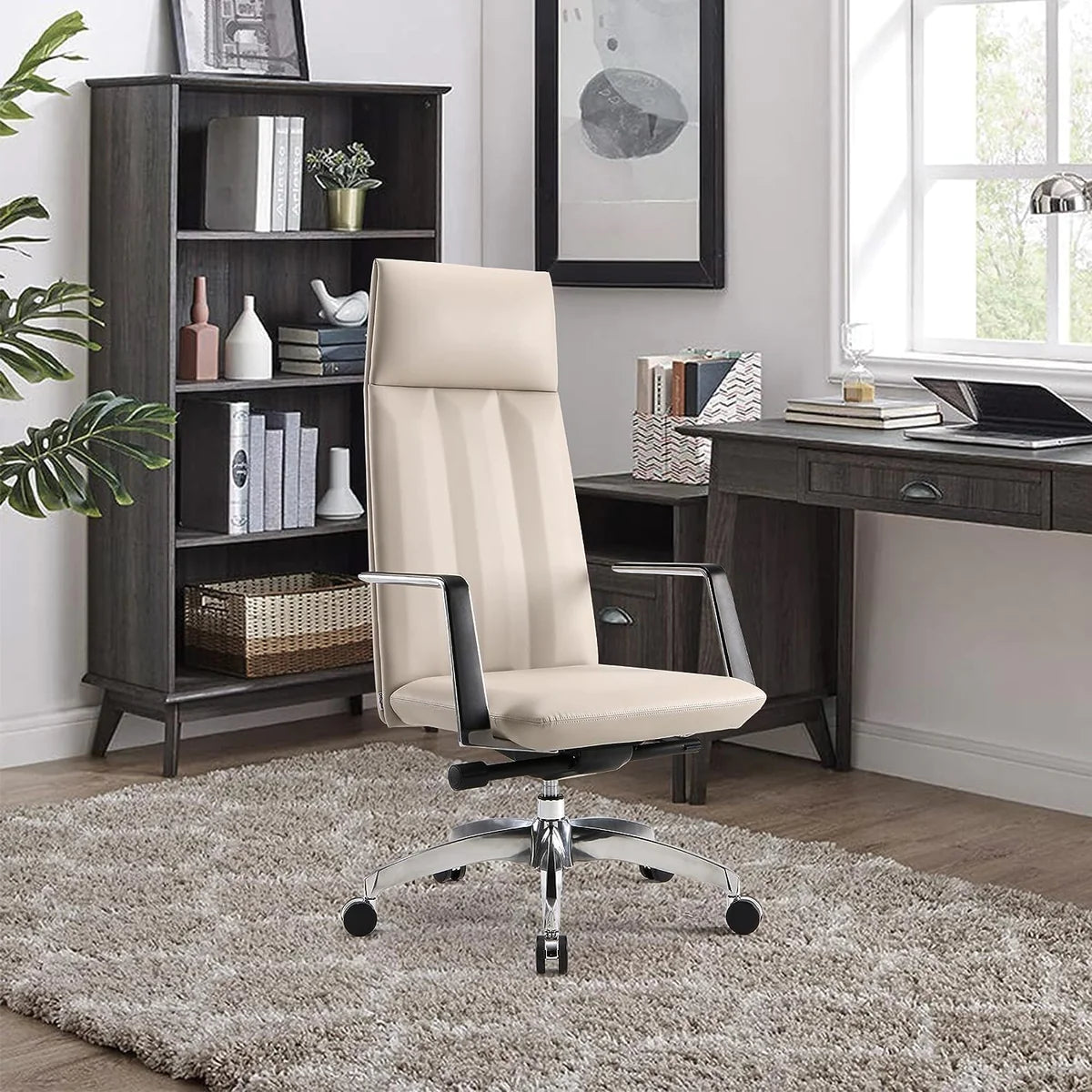 Office Chair Ergonomic Leather Chairs with Headrest for Home Office，High Back ，360 Degree Swivel | karmasfar.us
