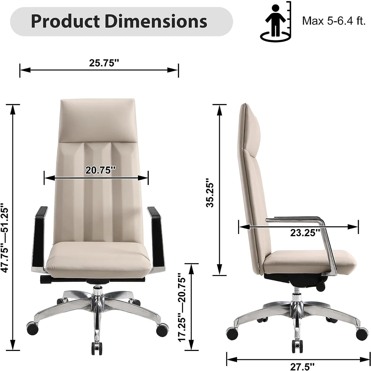 Office Chair Ergonomic Leather Chairs with Headrest for Home Office，High Back ，360 Degree Swivel | karmasfar.us