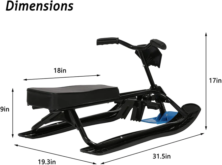 Snow Racer Sled with Steering Bicycle Handle and Twin Brakes