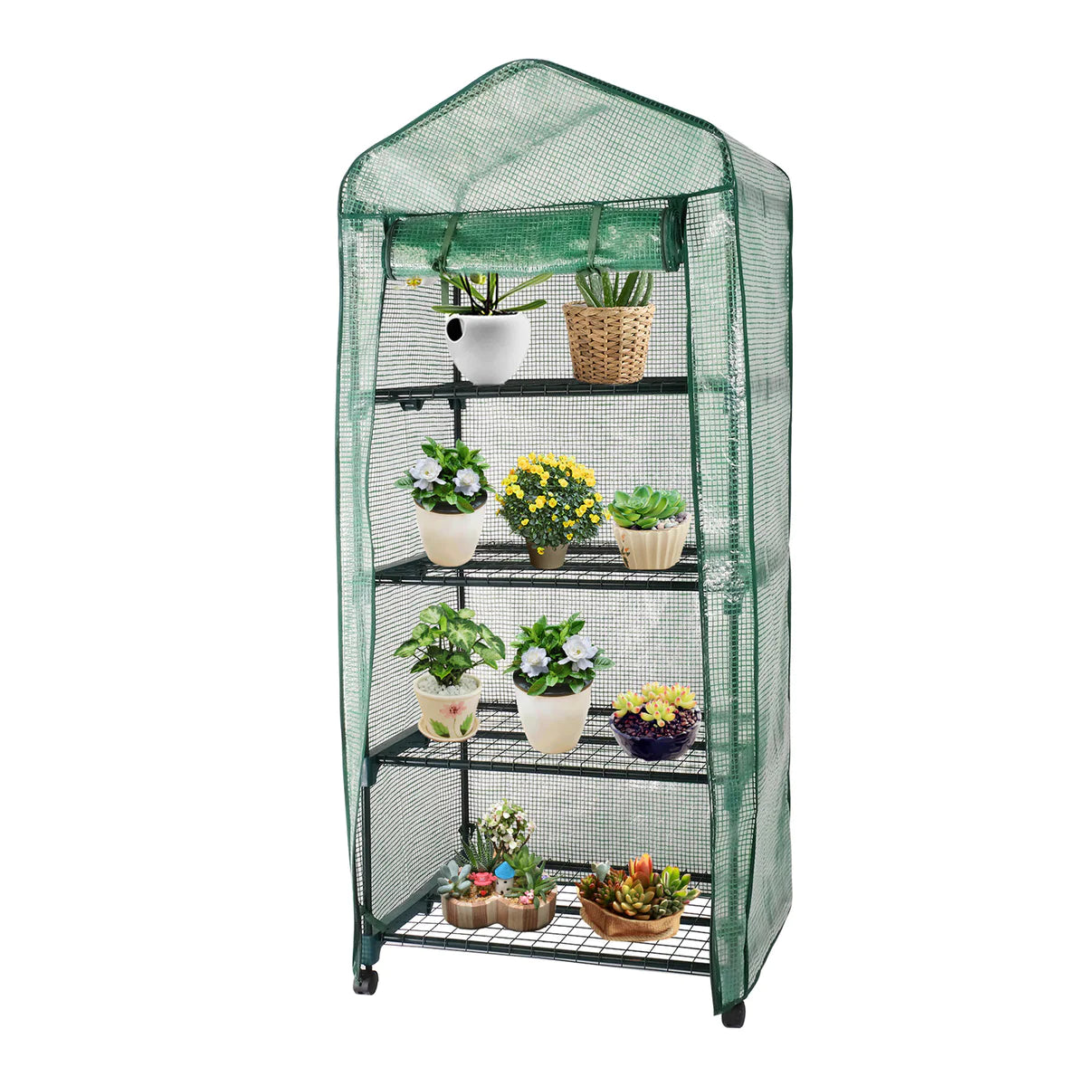 Small Greenhouse Metal Shelf with Cover Pot Available