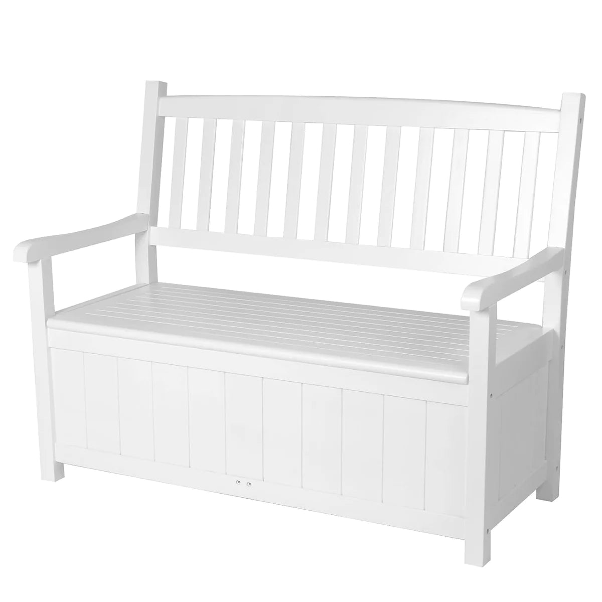 Outdoor Garden Chair with Storage Box  for 2-3 People, White