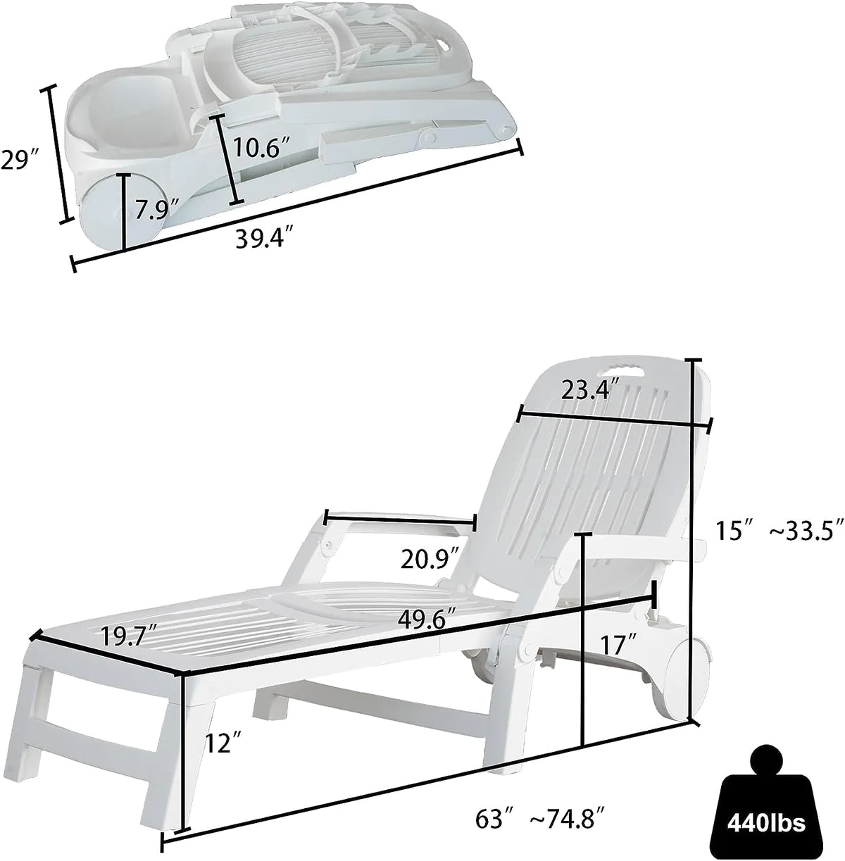 Portable Foldable Outdoor Beach Lounge Chair, White| karmasfar.us
