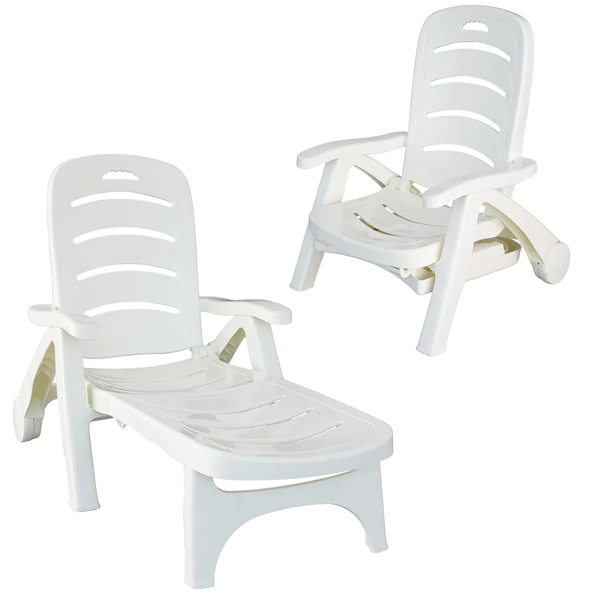 Portable Outdoor Beach Chair with Adjustable Back and Triangular Stability Structure, White | karmasfar.us