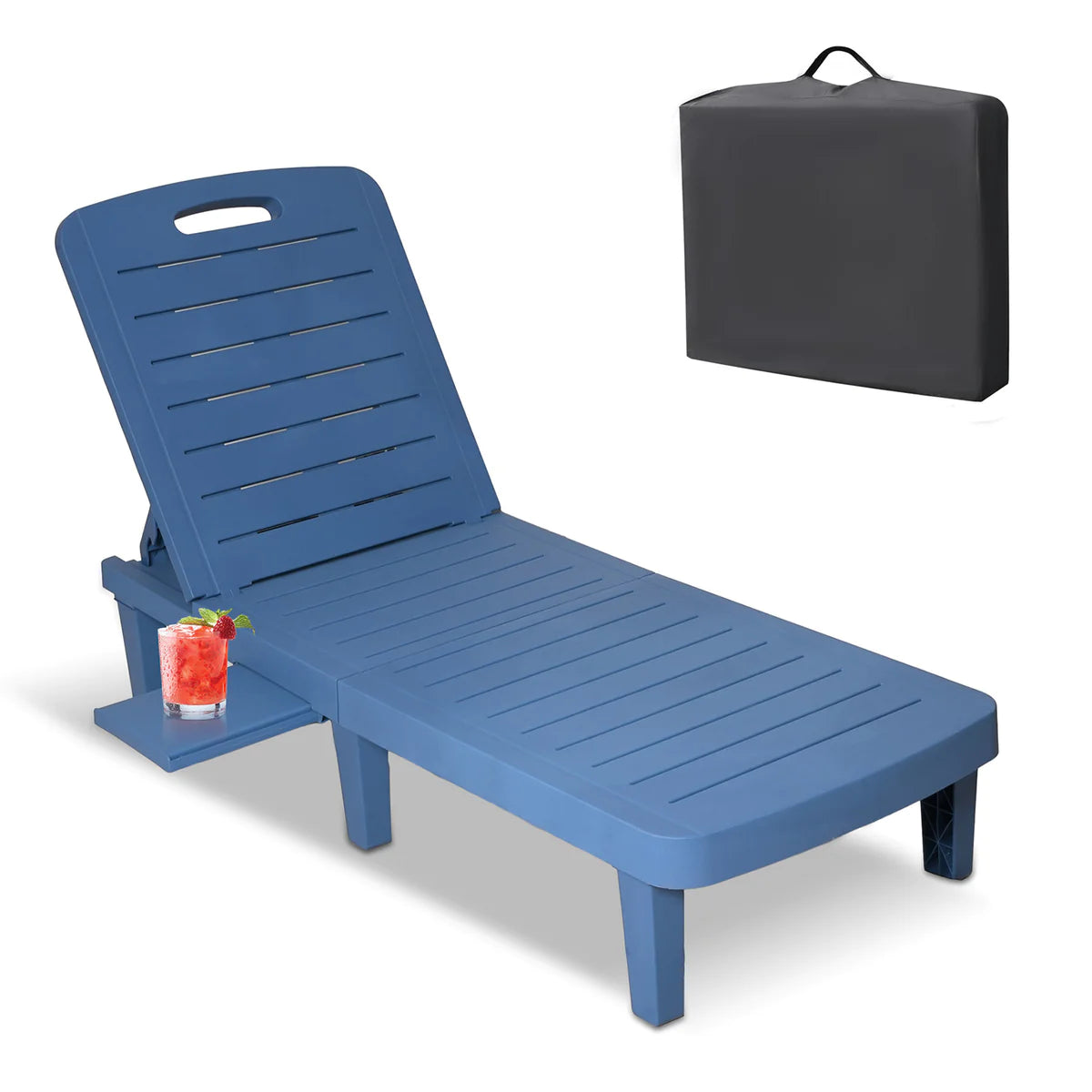Outdoor Beach Chairs Lounge Chairs with Adjustable Backs, Blue