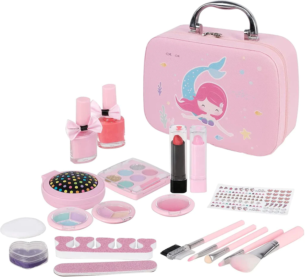 Kids Makeup Kit For Girl, Washable 19 Pcs Makeup Kit For Kids, Girls Princess Play Pretend Gift for up 3 Years | karmasfar.us