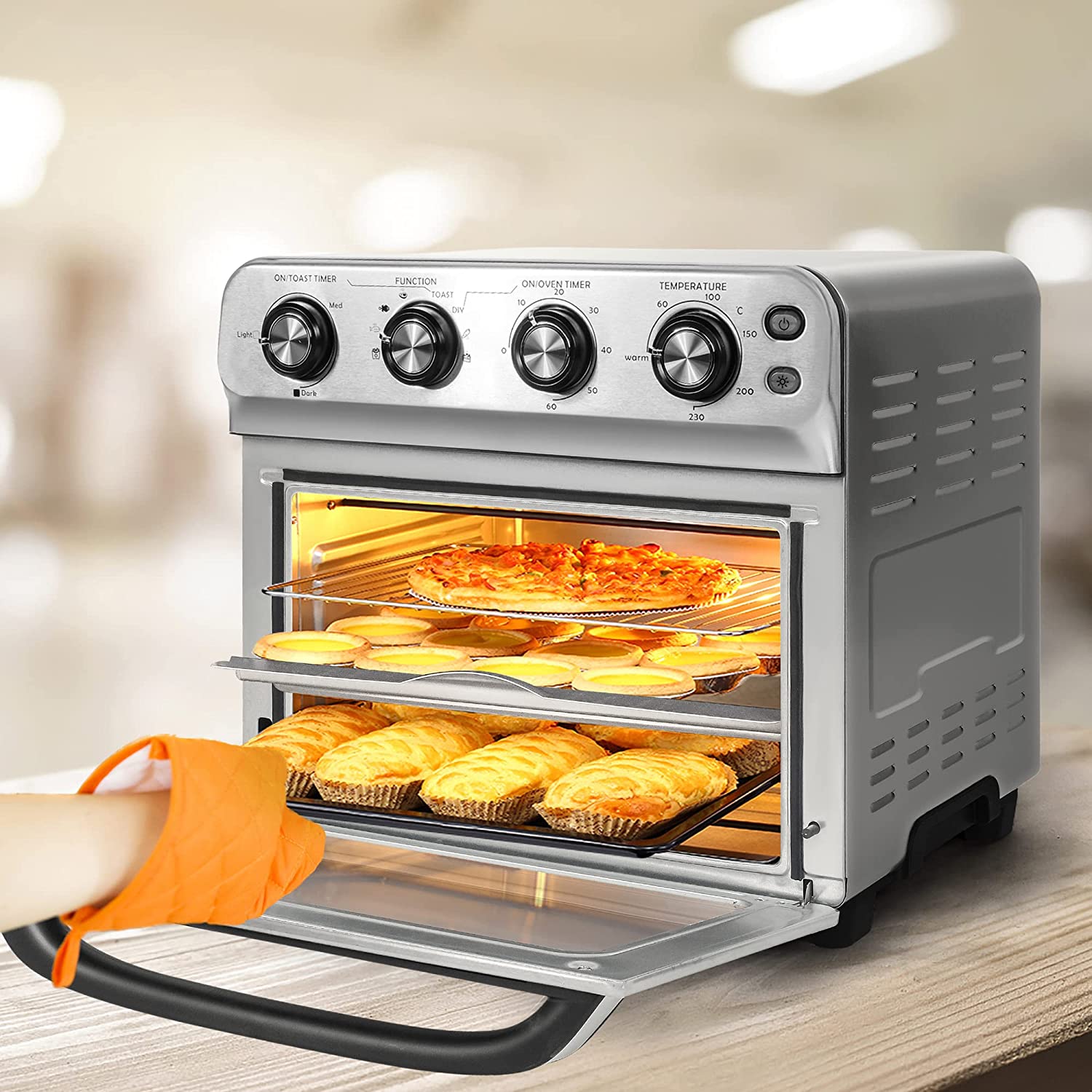 24 Quart Air Fryer Convection Toaster Oven 8 Cooking Functions Stainless Steel 1800W Kitchen Small Appliance