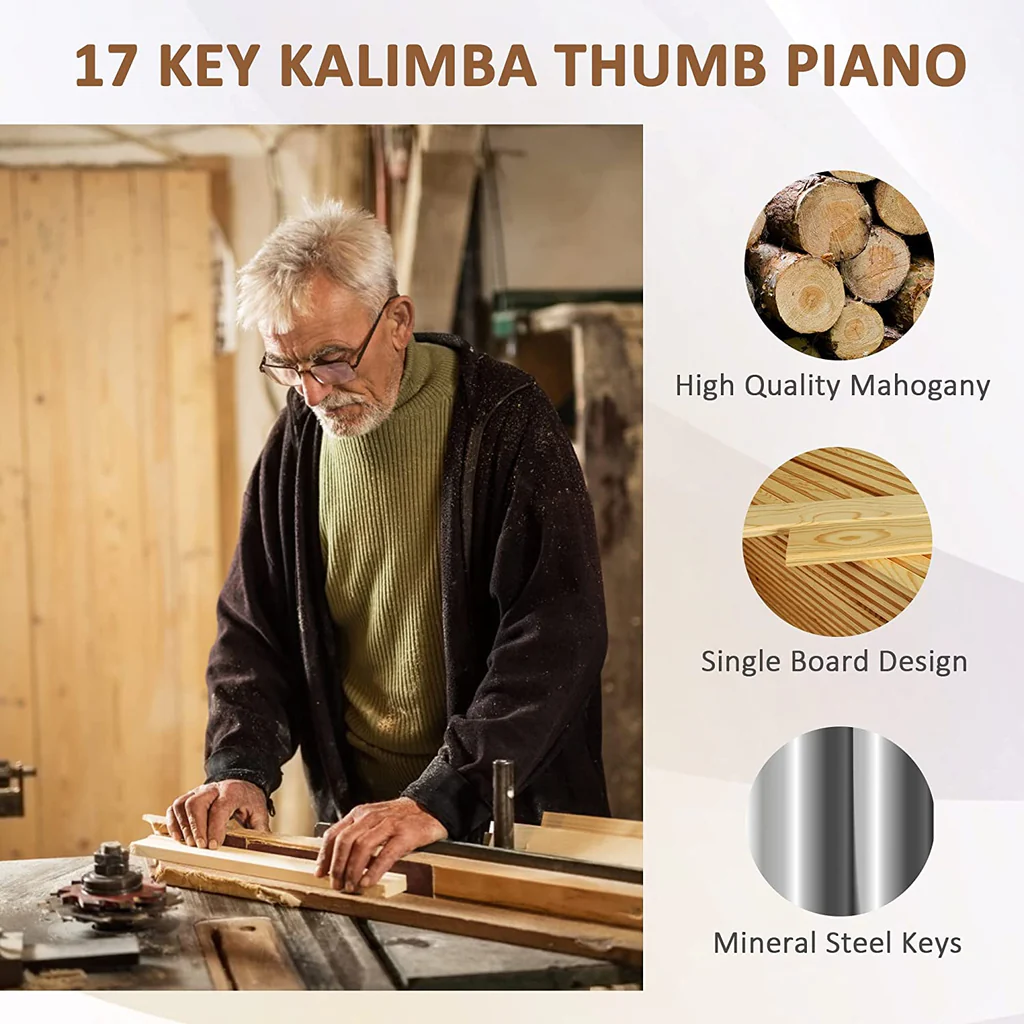 Kalimba Thumb Piano 17 Keys Portable Mahogany Mbira Finger Piano