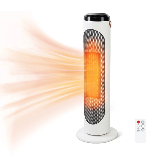 1500W PTC Fast Heating Oscillating Ceramic Space Heater with Thermostat & Remote, 24h Timer