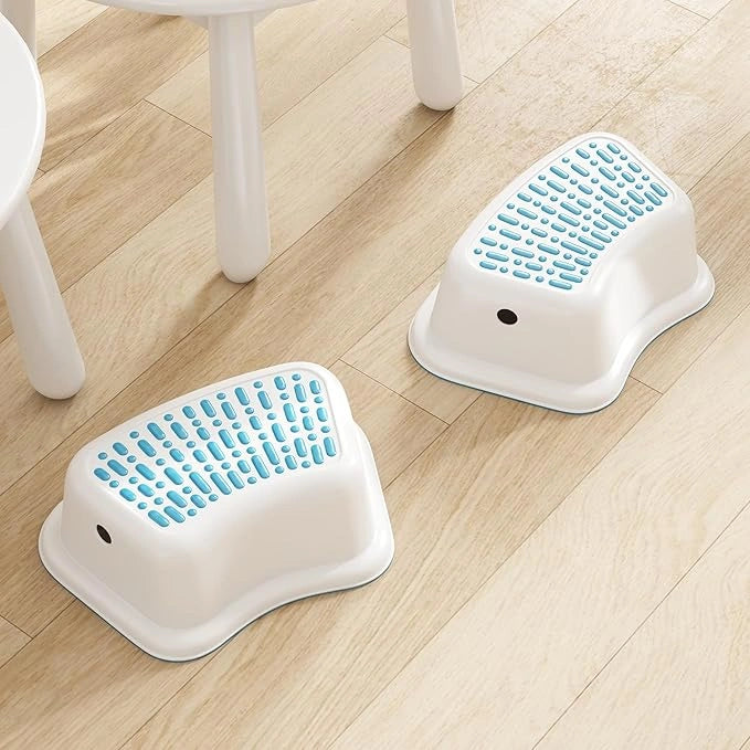 Portable Step Stool with Contoured Design, 5.1  Height Stool for Toilet Potty Training, Bathroom Sink Use, Kitchen, Safety Anti-Slip Surface One Step Stool (2 Pack)