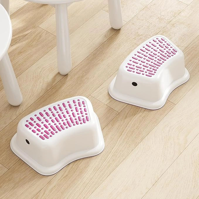 Portable Step Stool with Contoured Design, 5.1  Height Stool for Toilet Potty Training, Bathroom Sink Use, Kitchen, Safety Anti-Slip Surface One Step Stool (2 Pack)