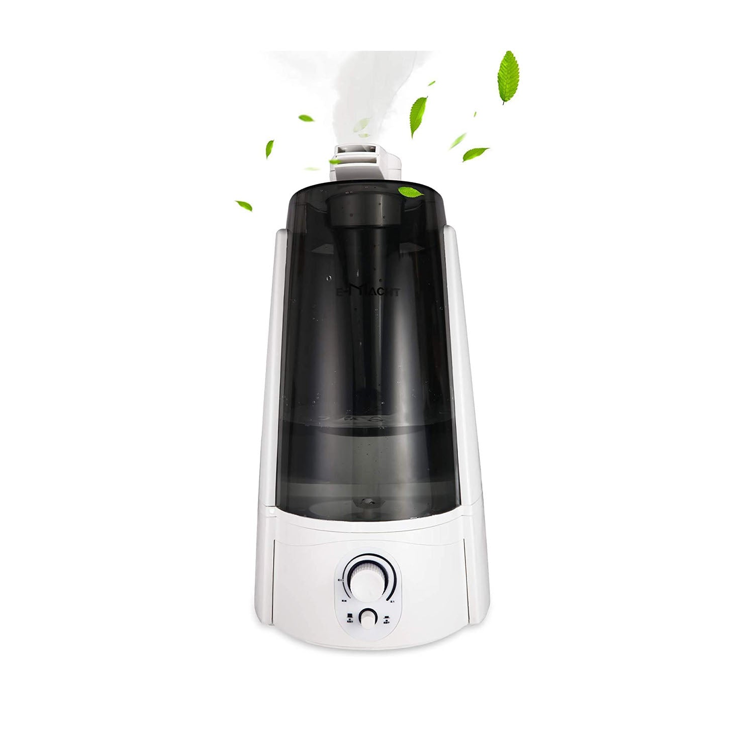 Quiet Ultrasonic Cool Mist Humidifier 5L w/ Auto Shut-Off Adjustable Mist Output Double 360°Nozzle Negative Ion, Black