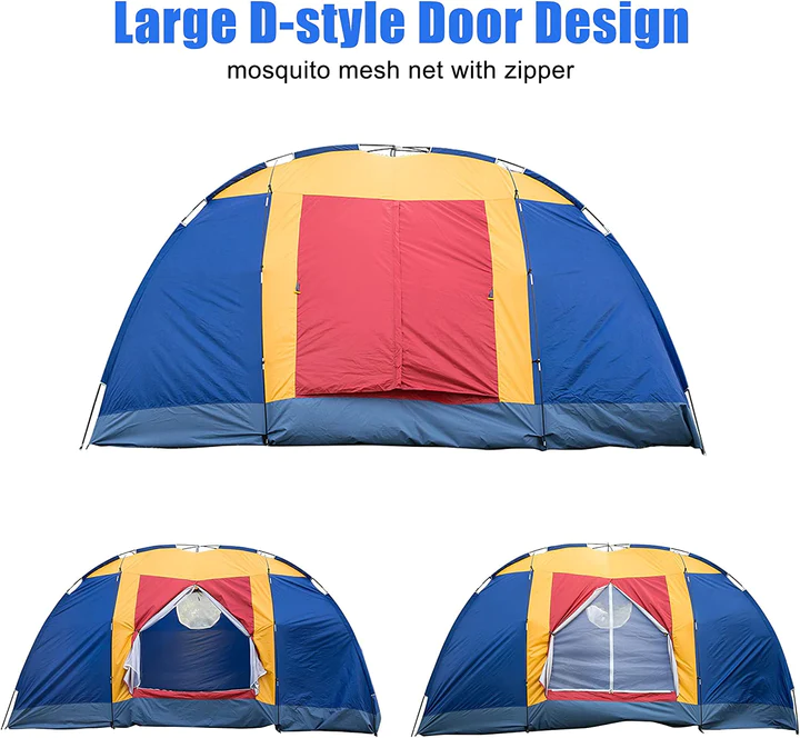 Outdoor Waterproof 8-Person Foldable Camping Tent w/ Carry Bag, Blue