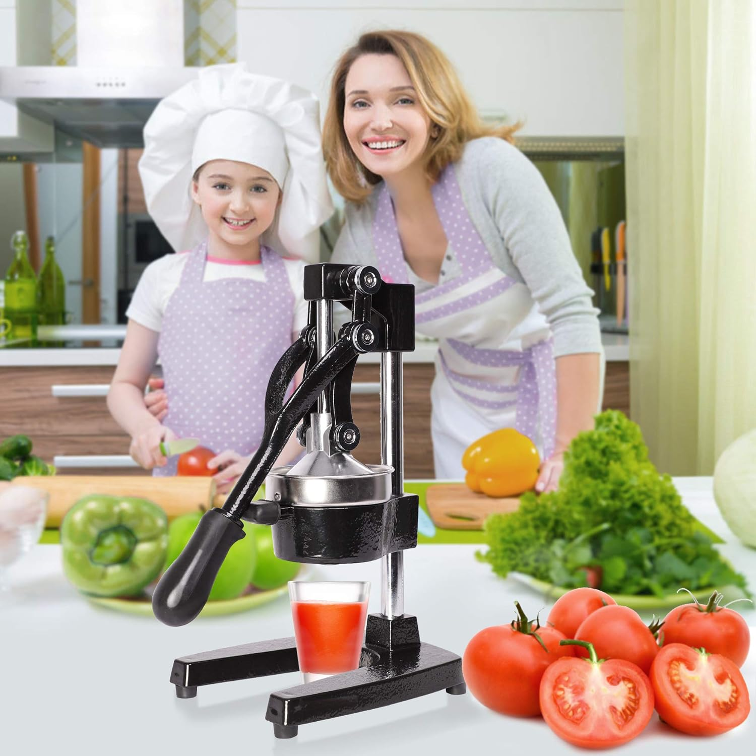Juicer Labor-saving Manual Commercial Juicer Press Fruit Squeezer with Stable Non-slip Base, Black