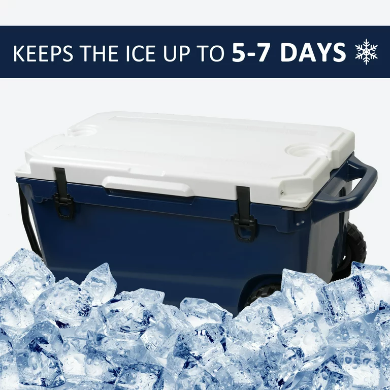 50 Qt Heavy Duty Hard Cooler with Wheels and Nylon Handle, Keep Ice for Up to 5-7 days