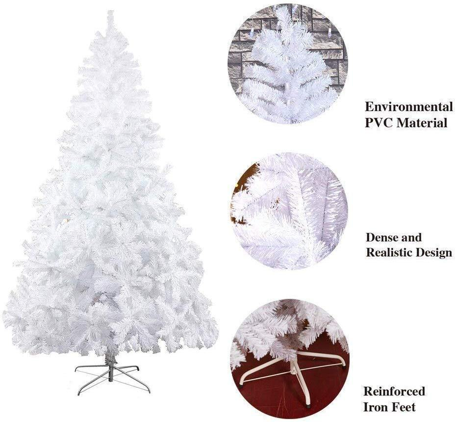 8’ Artificial Christmas Tree with 1500 Branch Tips, Decorations, White