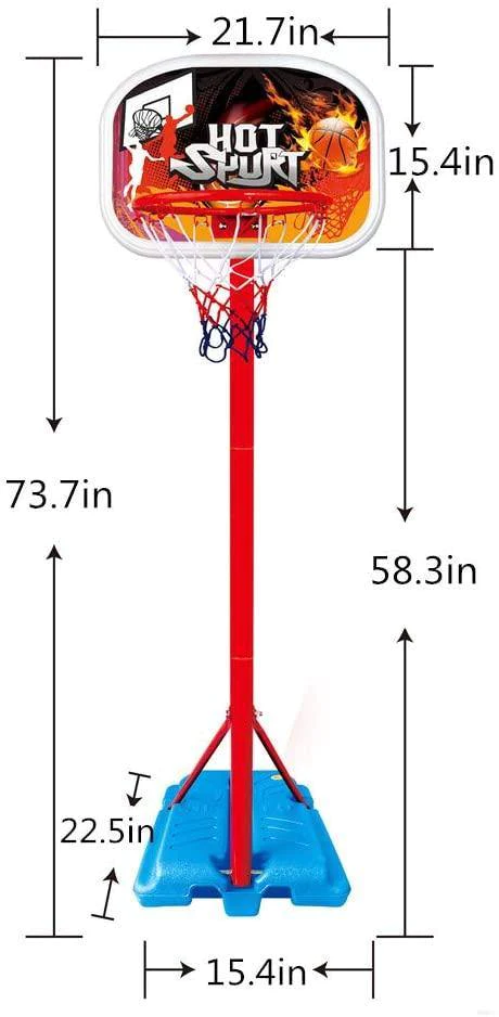 Kids Basketball Hoop Stand Set Adjustable Height with Ball & Net Play Sport Games