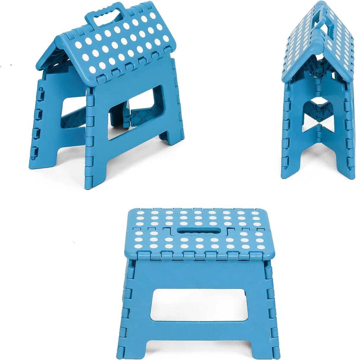 Set of 2 Folding Step Stool 8.7" with Non-Slip Surface and Portable Handle