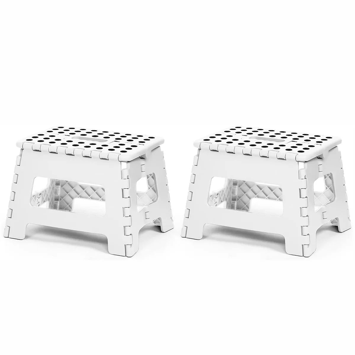 Set of 2 Folding Step Stool 8.7" with Non-Slip Surface and Portable Handle