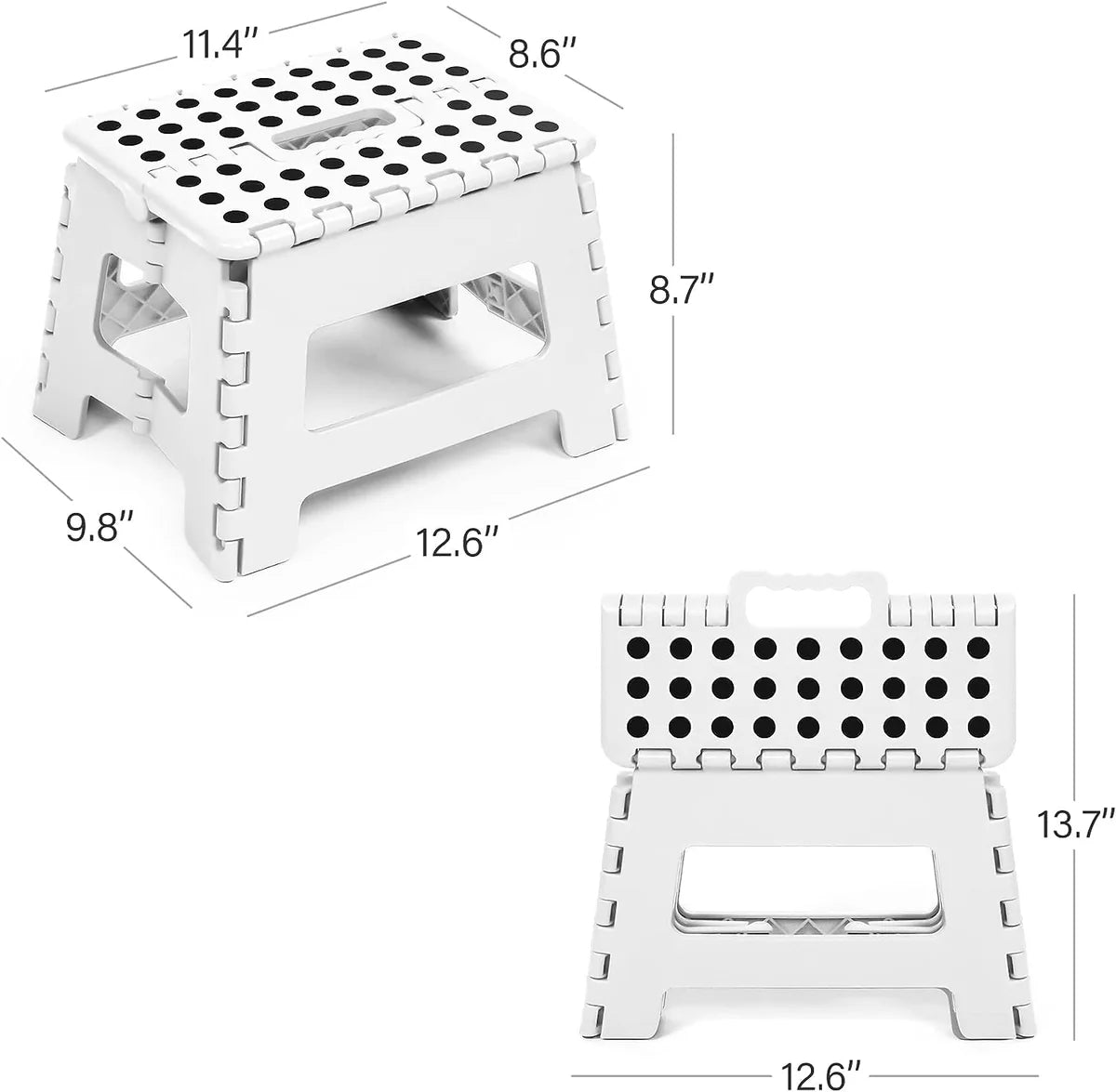 Set of 2 Folding Step Stool 8.7" with Non-Slip Surface and Portable Handle