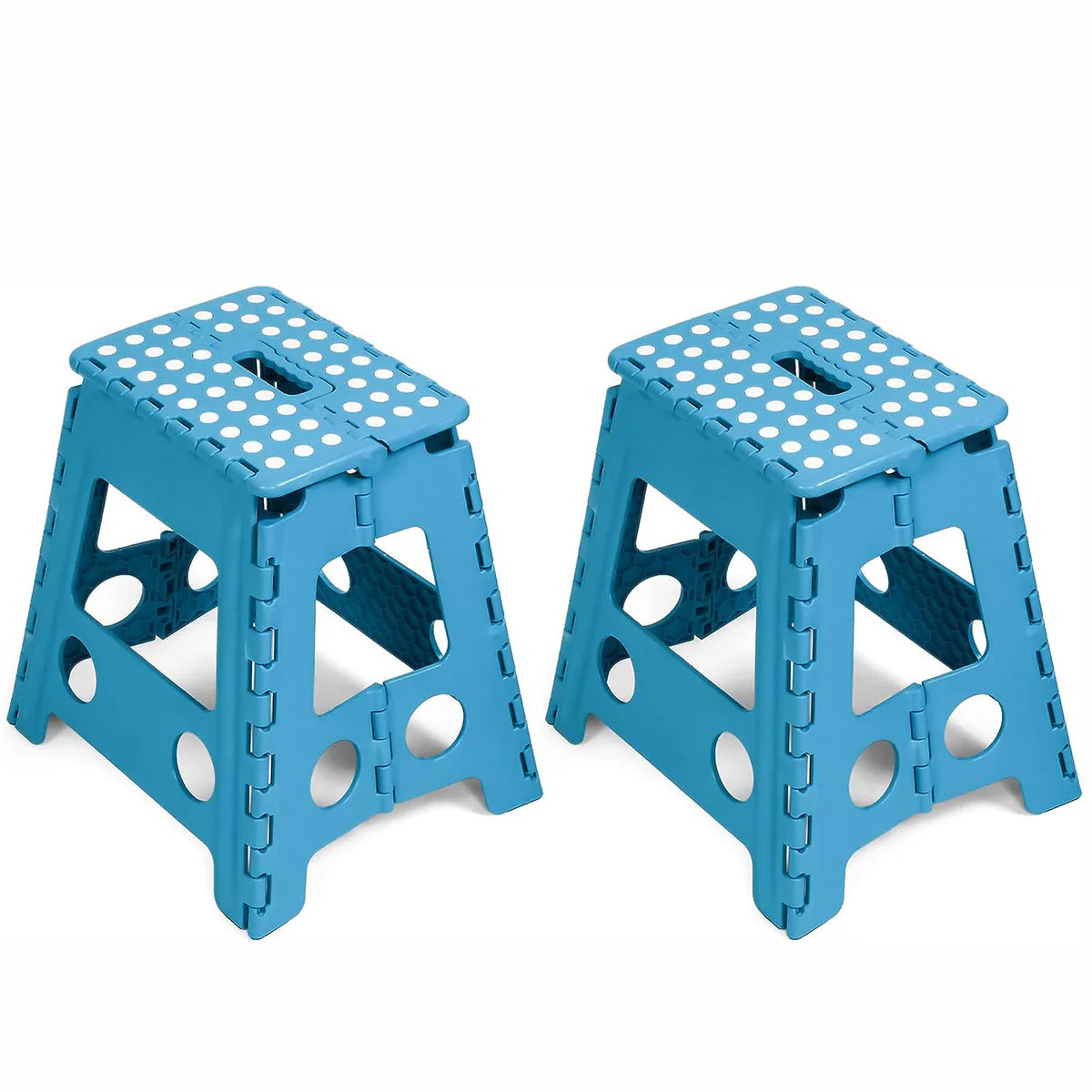 Set of 2 Folding Step Stool 15.7" with Non-Slip Surface and Portable Handle