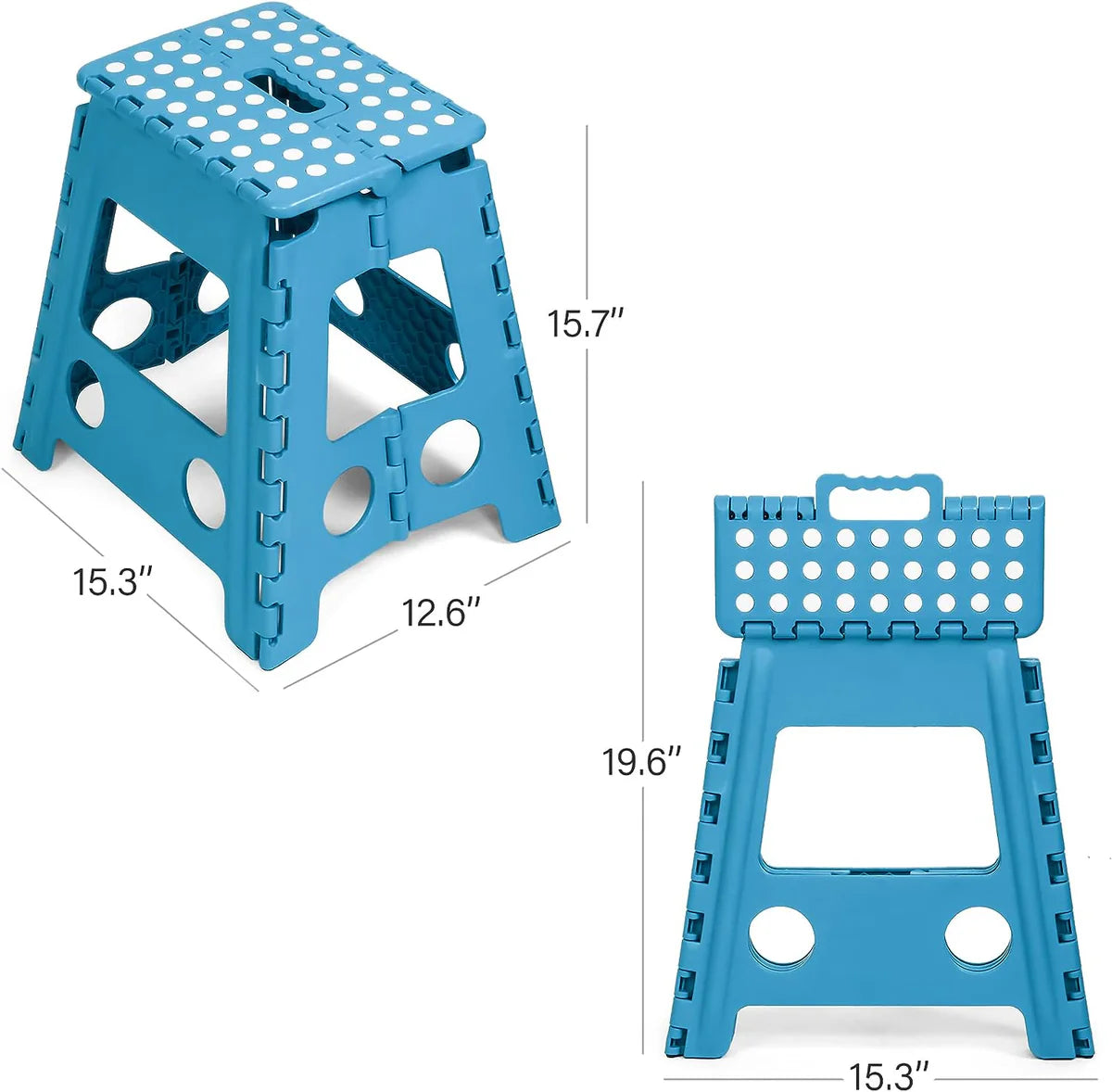 Set of 2 Folding Step Stool 15.7" with Non-Slip Surface and Portable Handle